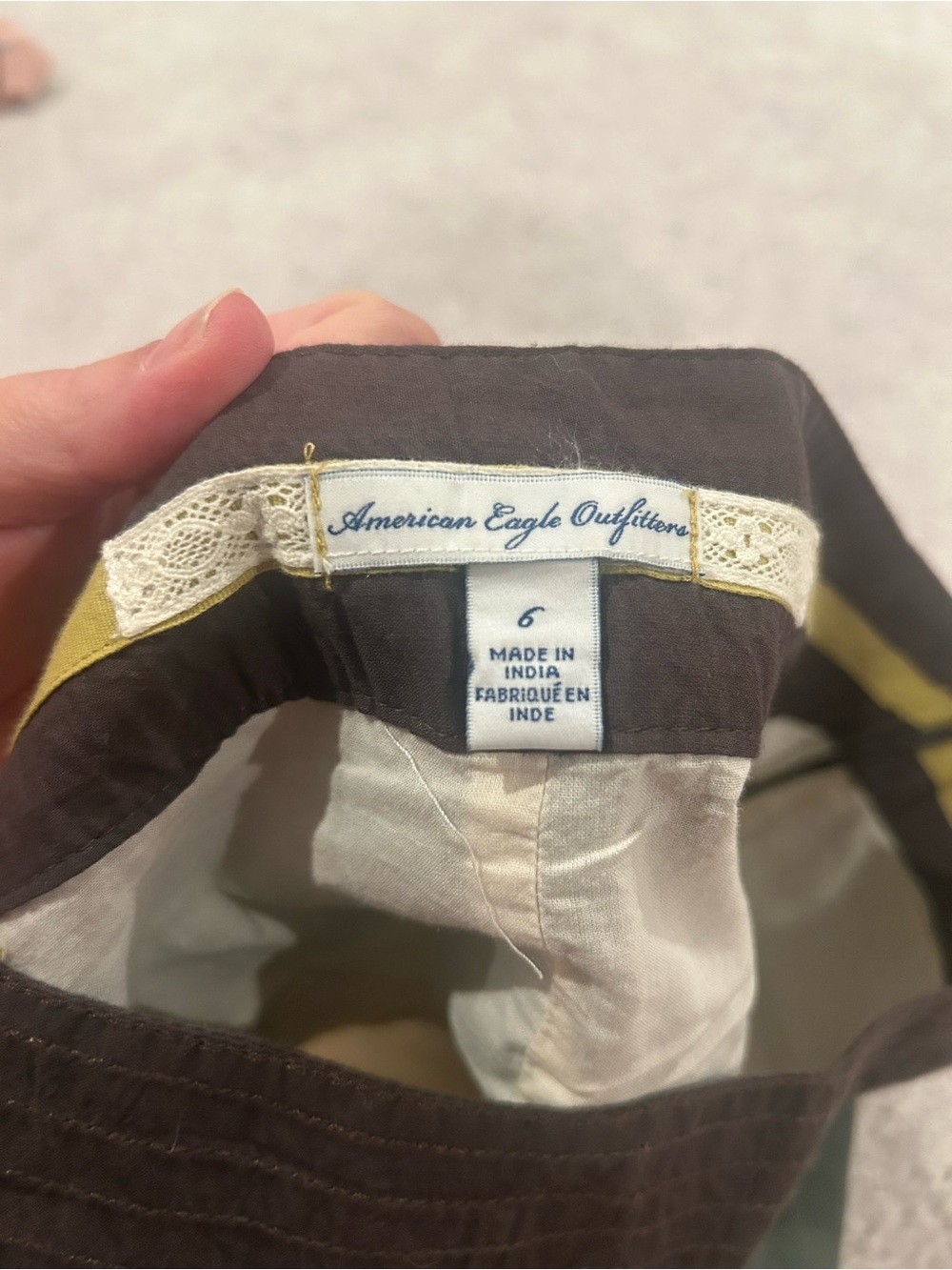 American Eagle y2k Striped Tiered Mini Skirt in Green, Olive, Cream & Mustard - Picture 3 of 5